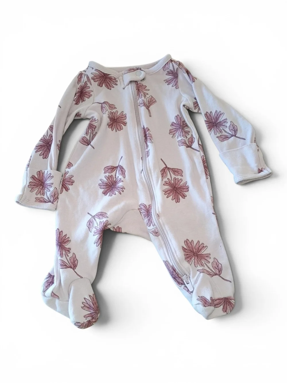 The Peanutshell Baby Girls Footed One-Piece Set, 4-Pack And Washcloths Bundle